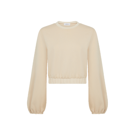 Nude Jumper with Sleeve Detail