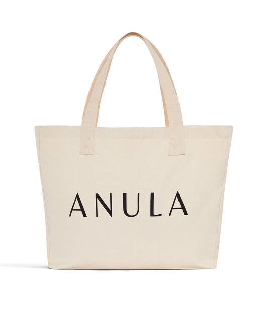 Canvas tote bag cream with ANULA logo across front